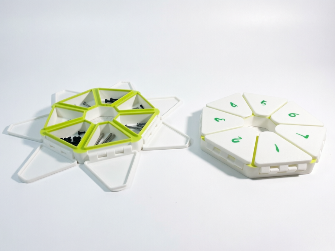 Miniatura 1 do modelo 3D 一体打印七边形七合一收纳盒/首饰盒/药盒/小零件盒（无需支撑无需组装无需五金）