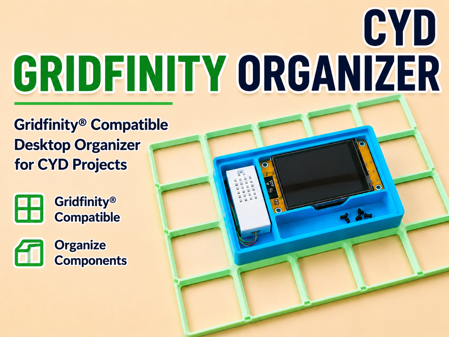 CYD 2.8" Gridfinity Desk Organizer