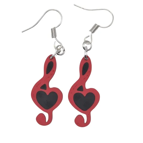 Music Note with heart Keychain, Earring and book view 4
