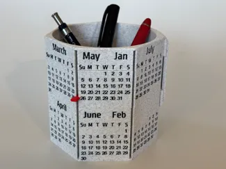 Perpetual Calendar, 12-Month Pen Cup, Version 2.0