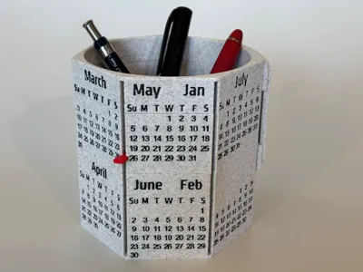 Perpetual Calendar, 12-Month Pen Cup, Version 2.0