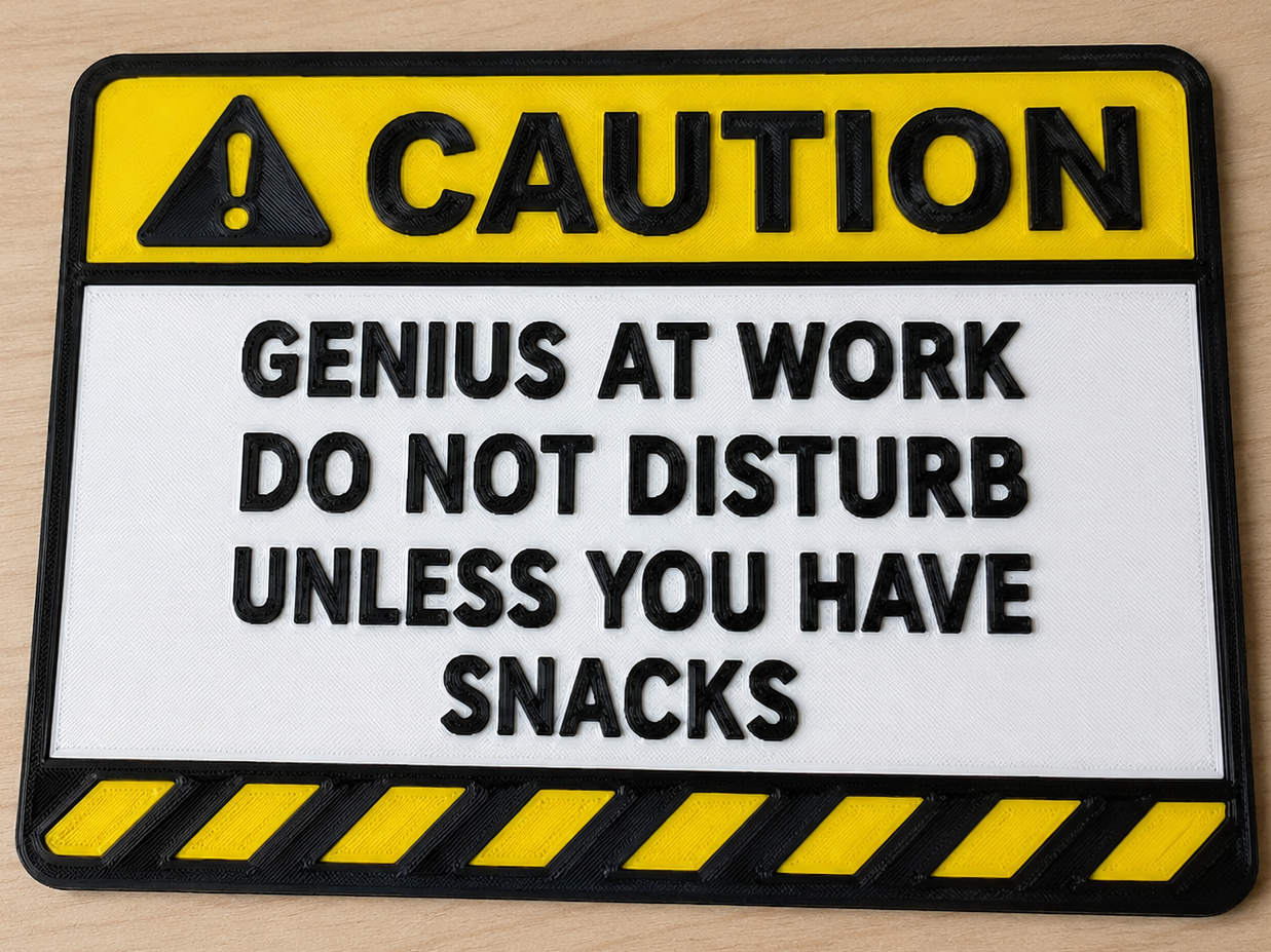 Genius At Work  Warning / Caution Sign