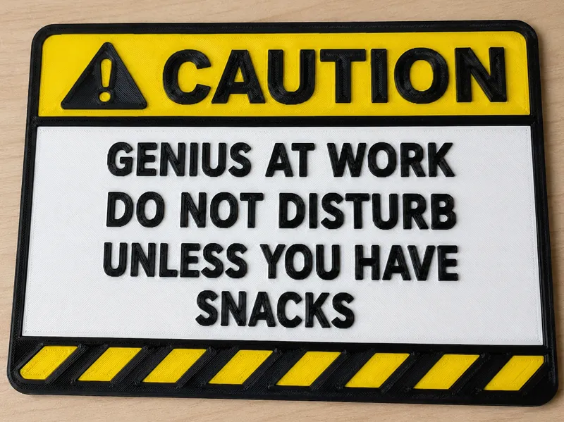 Genius At Work  Warning / Caution Sign