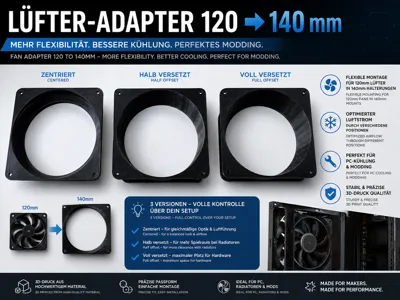 120 to 140mm Fan Adapter (centered& offset)