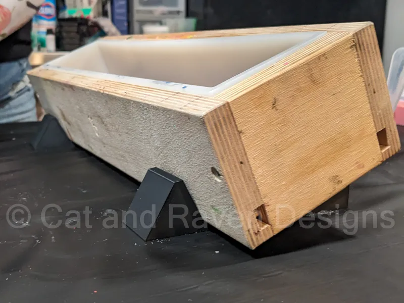 Soap making angled mold prop for 5lb mold