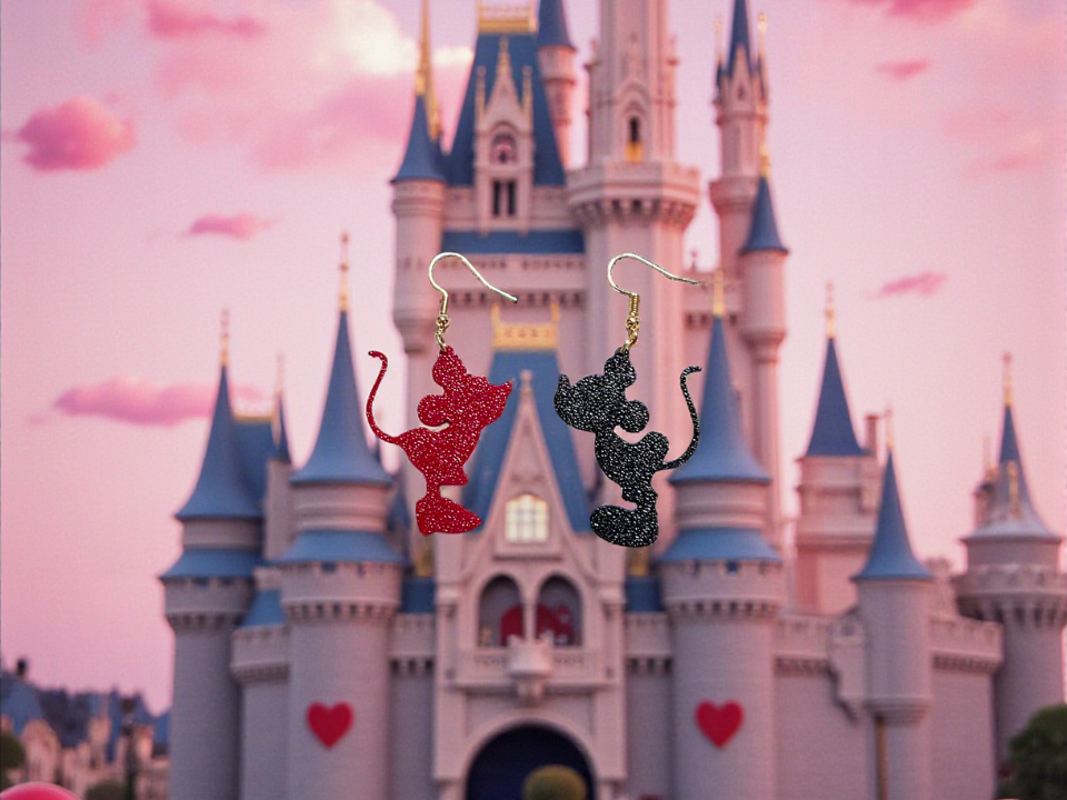 Mickey and Minnie mouse love earrings