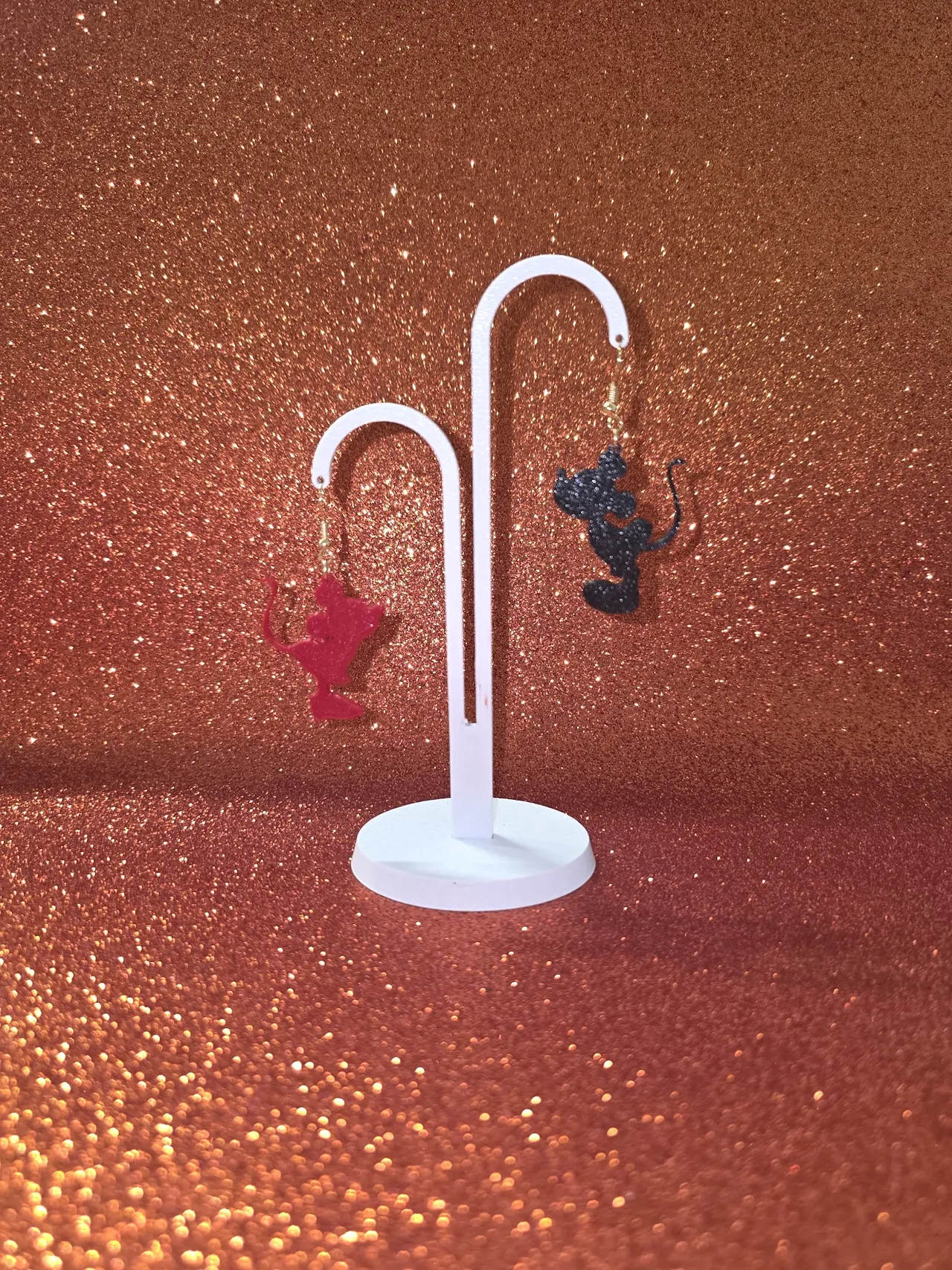Mickey and Minnie mouse love earrings view 3