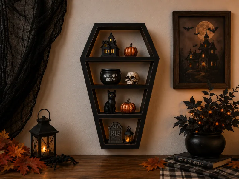 Coffin Decor Shelf w/optional Bat Shelf