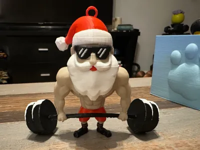 Weight Lifting Santa Ornament