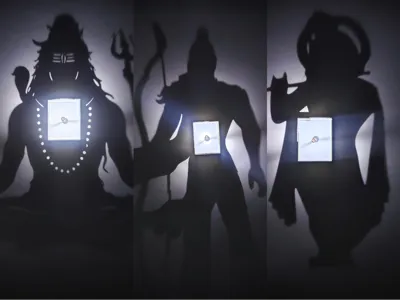Shiva Rama Krishna Silhouette Lamp Rechargeable Battery Case 