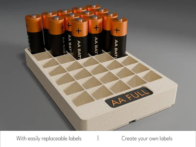 Gridfinity AA Battery Storage 2x3x3 with Label