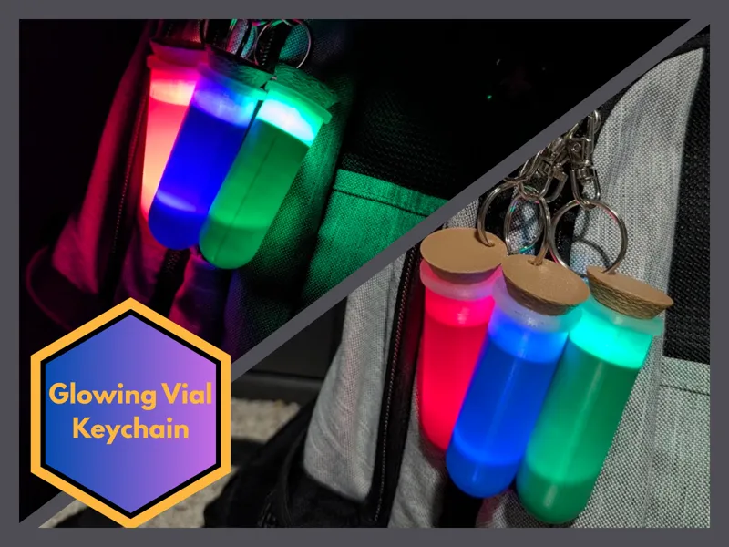 Light Up Glowing Potion Vial Keychain - Screw on