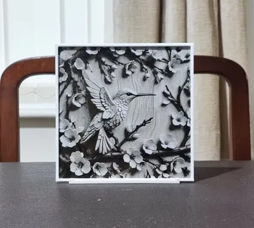 Cuadro decorativo en 3D: Carved Sakura Hummingbird - 4 Color HueForge — vista de referencia 4