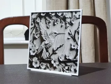 Cuadro decorativo en 3D: Carved Sakura Hummingbird - 4 Color HueForge — vista de referencia 3