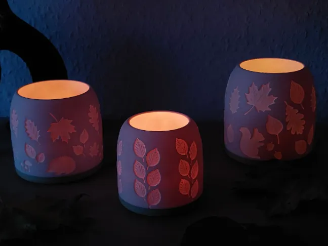 Teelicht-Set mit Herbstmotiv