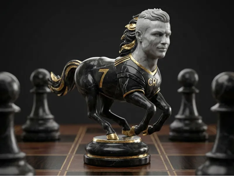 a horse figurine with Ronaldo's face