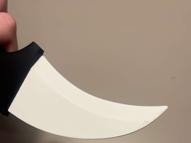 karambit, black + white, print in place, PLA 