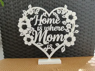 Heart with flowers - Home is where mom is  