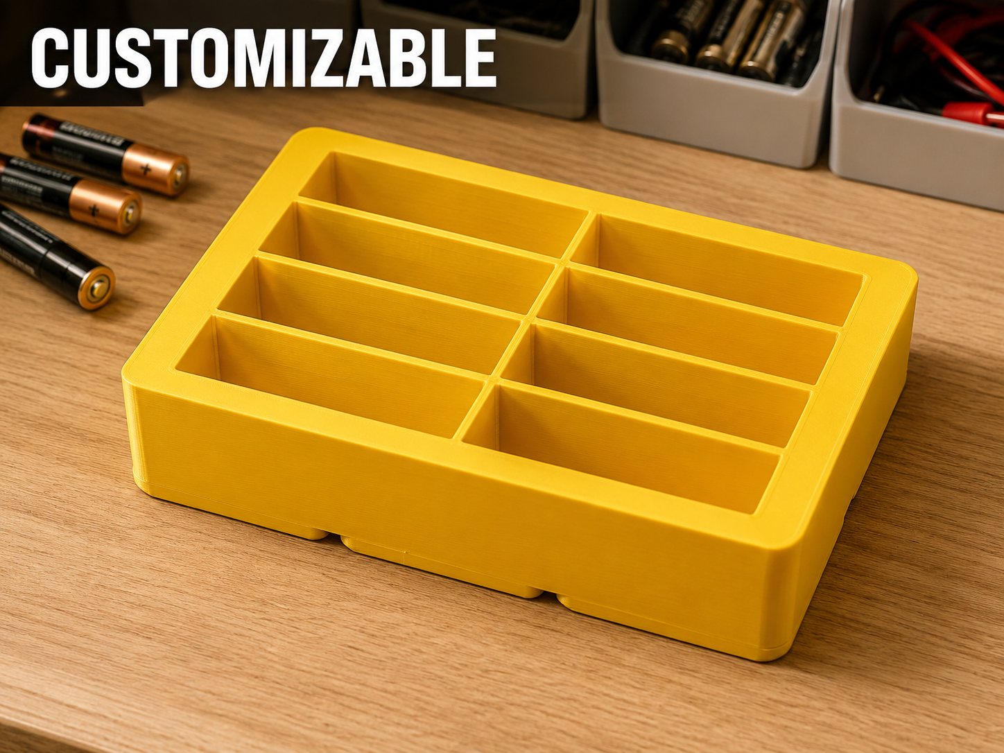 Gridfinity Customizable Battery Storage Tray