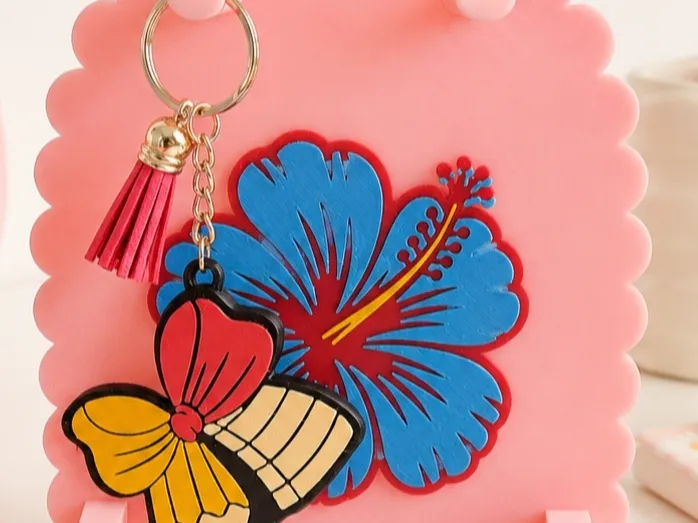 Tropical Hibiscus Keychain Holder