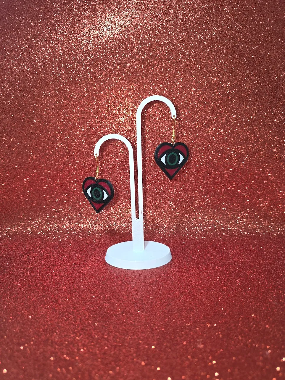 Eye heart earrings view 3