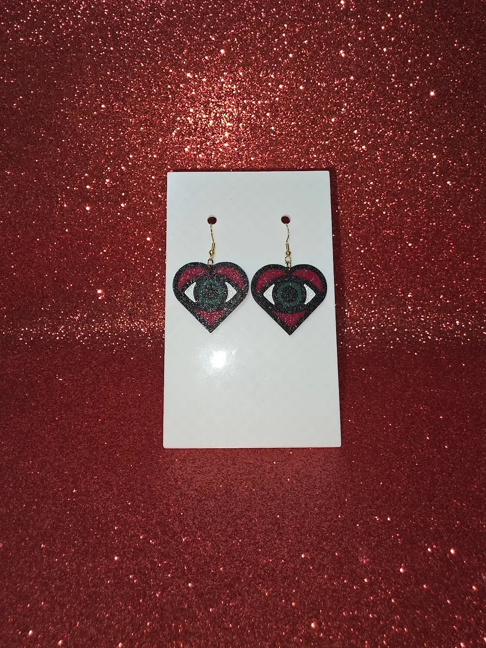 Eye heart earrings view 2