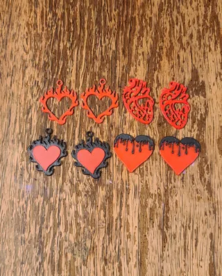 4 Different Heart Earrings