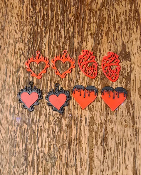 4 Different Heart Earrings