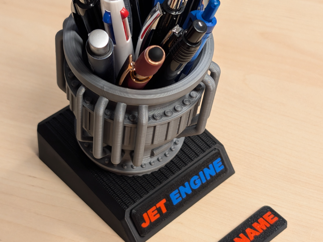 "Jet Engine" Pen Holder | Customizable Name Plate