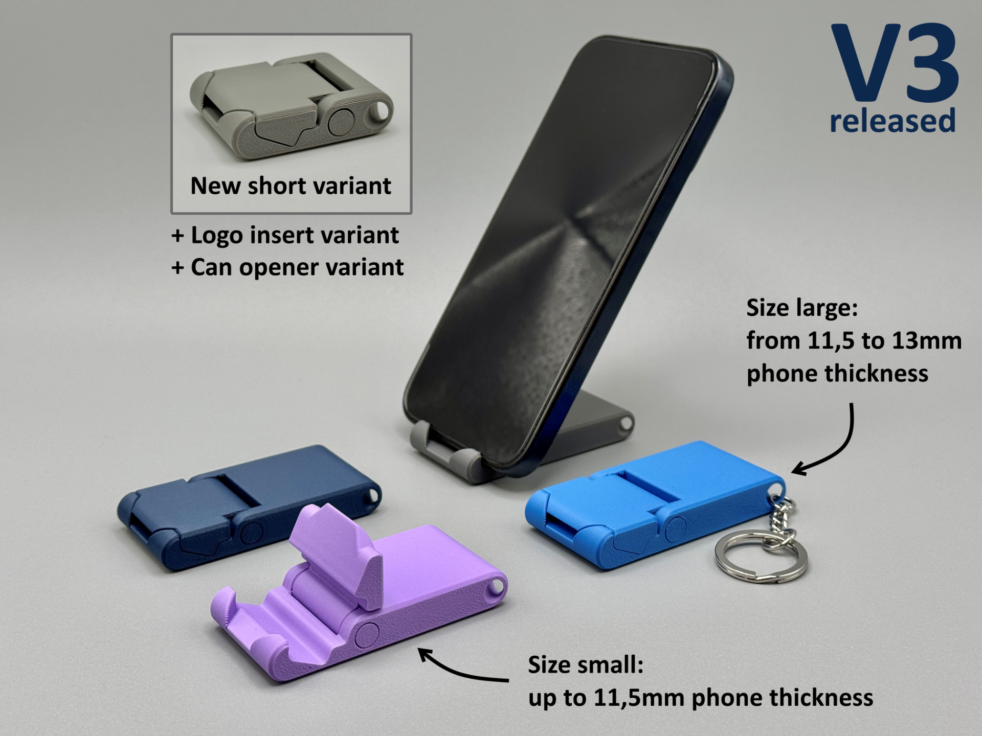 Llavero soporte de celular impreso en 3D
