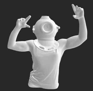 Man stuck in diving helmet