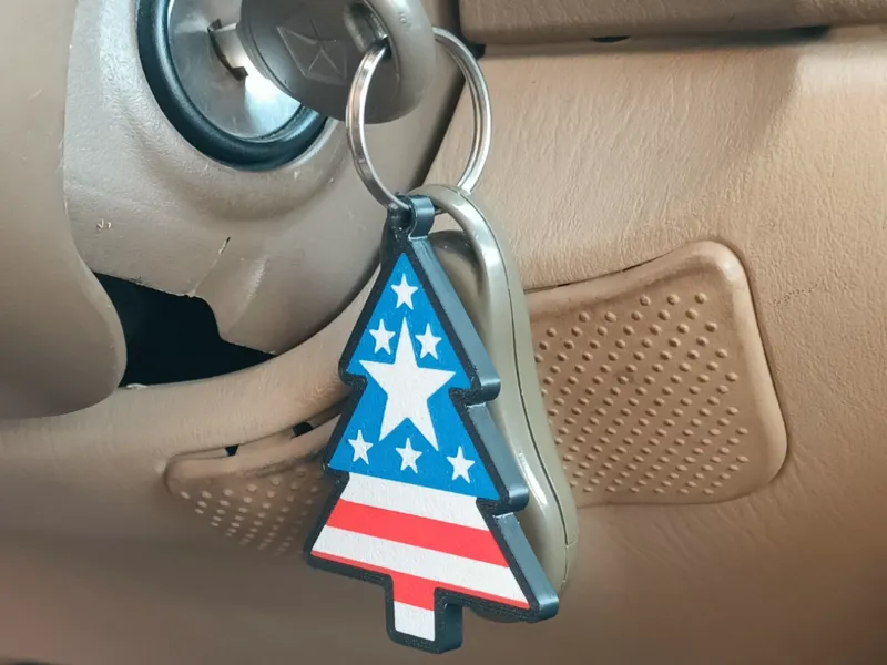 Stars & Stripes Christmas Tree Keychain