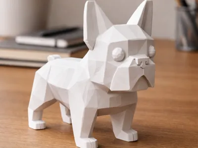 French bulldog art low Polly  