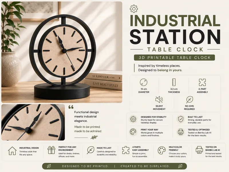 Industrial Station Table Clock