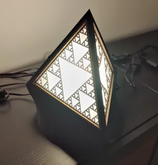 Pyramid lamp with sierpinski curve insert.