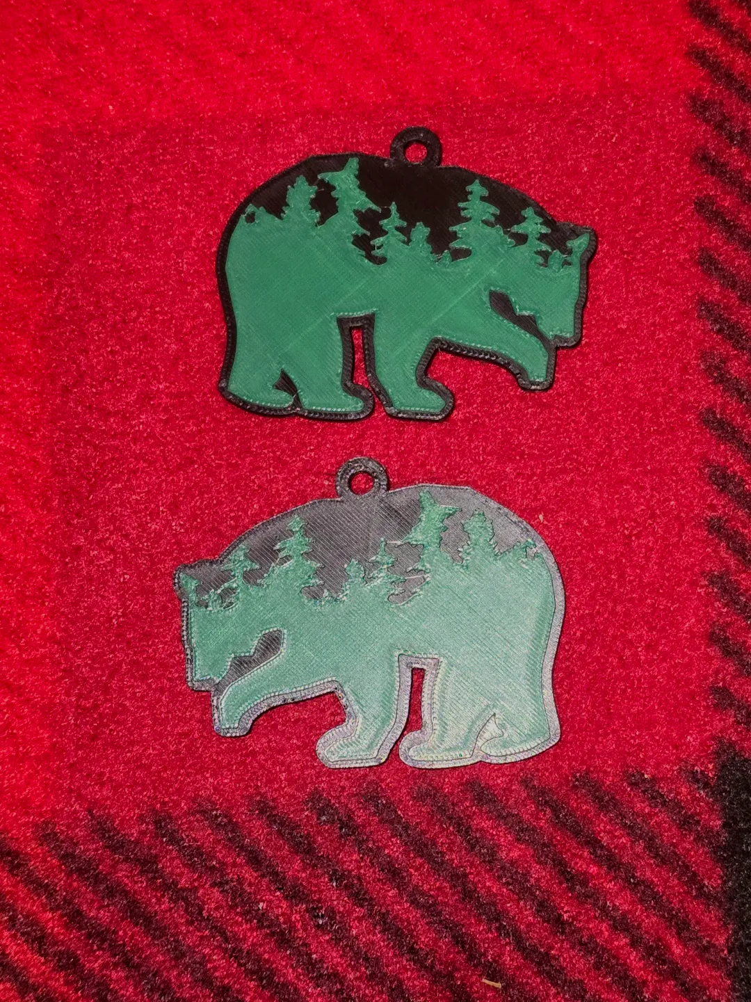 Bear Silhouette with trees earrings view 2