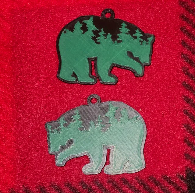Bear Silhouette with trees earrings