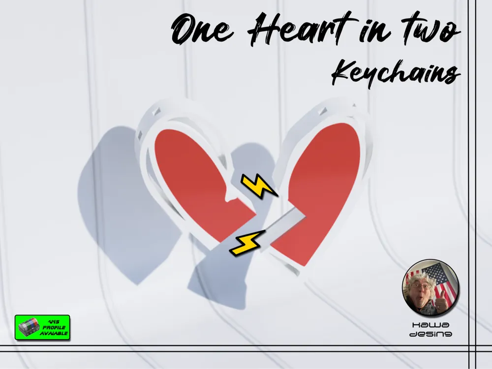 One Heart in two Keychains with magnets by Kawa - MakerWorld