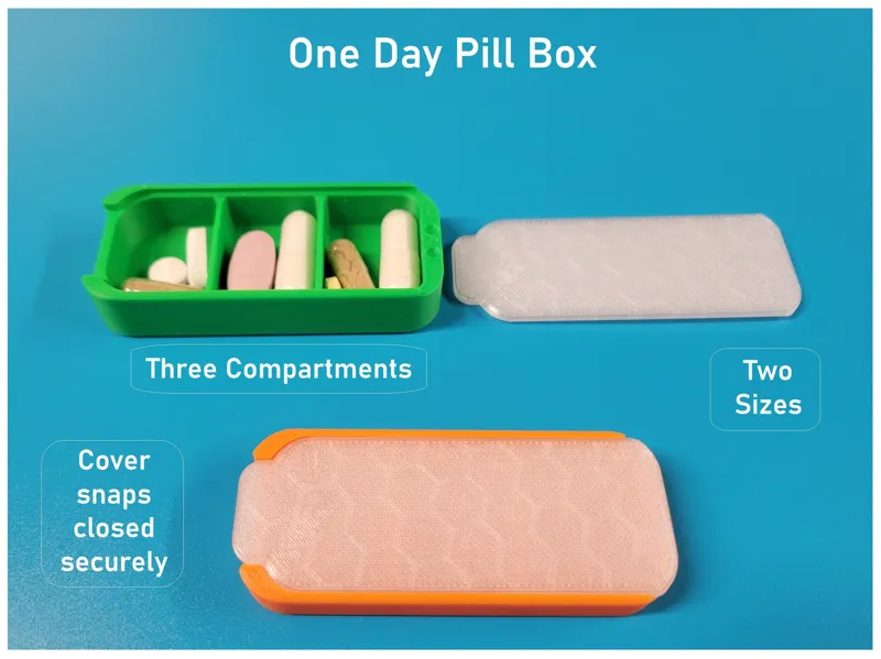One Day Pill Box - 3 Compartments, 2 Sizes