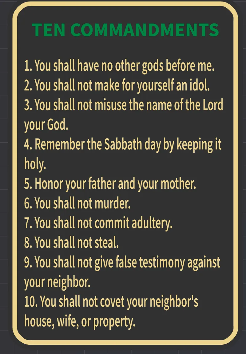 10 COMMANDMENTS PLAQUE
