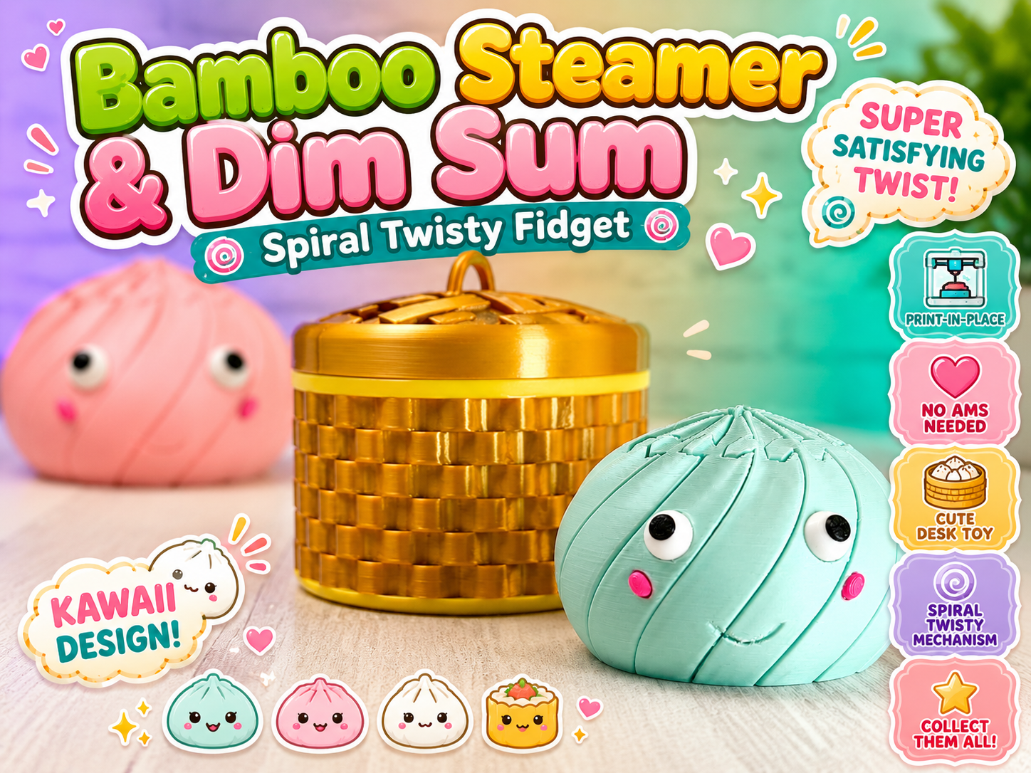 Bamboo Steamer & Dim Sum | Spiral Twisty Fidget 