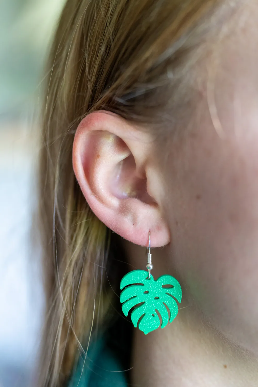 Monstera Leaf Earrings view 2