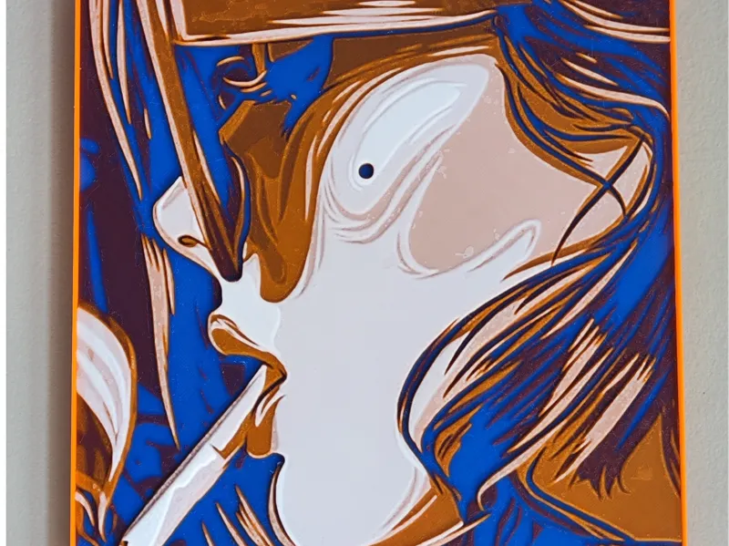 HueForge - Woman with a cigarette