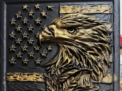 Eagle and Flag Relief Sculpture