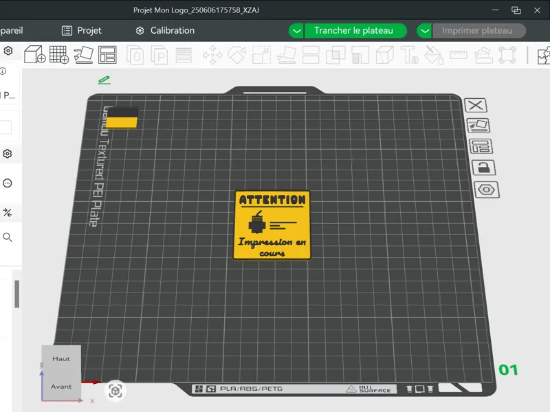Logo attention impression en cours