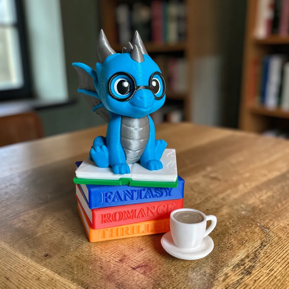 Bookstack Dragon Bookshelf Decor - Free 3D Print Model - MakerWorld