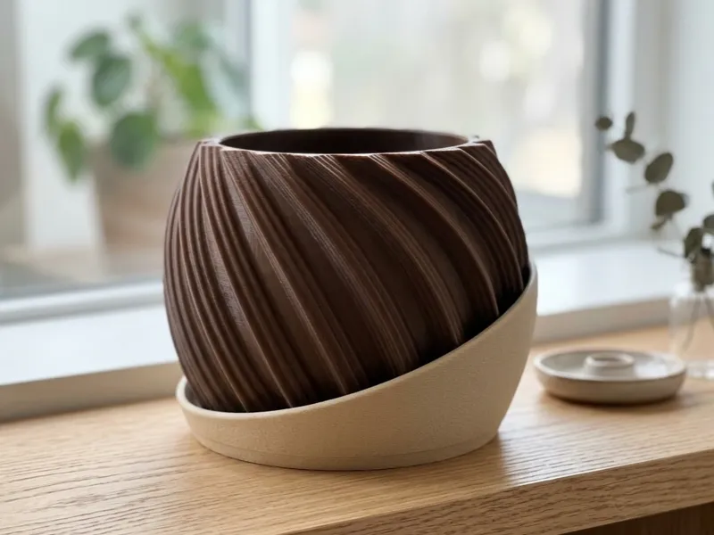Modern Spiral Planter with Drip Tray