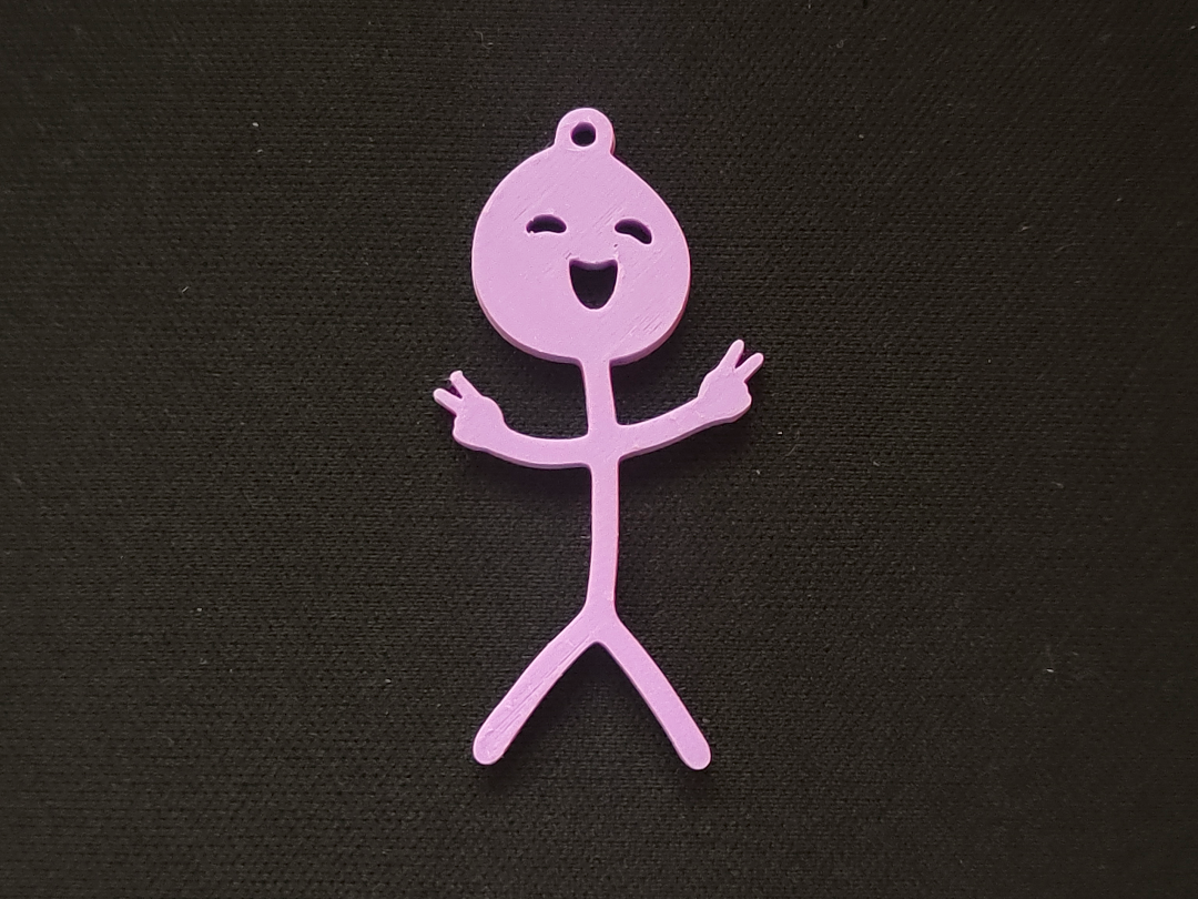 Peace/victory smirk stickman keychain