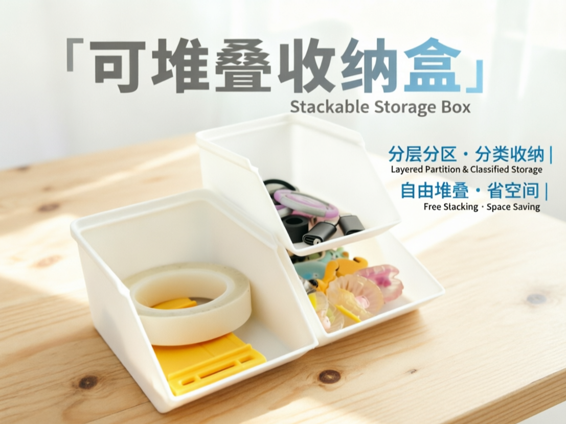 桌面小物件的 “分层扩容储物盒”