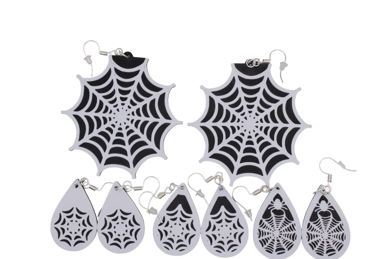 Halloween Earrings pt 10 - Spider webs view 2